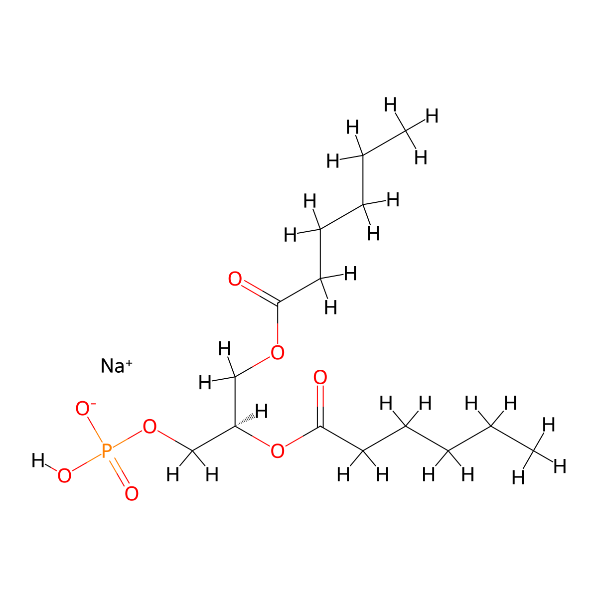 Sodium (2R)-2,3-bis(hexanoyloxy)propyl hydrogen phosphate molecular structure, CAS 321883-53-8