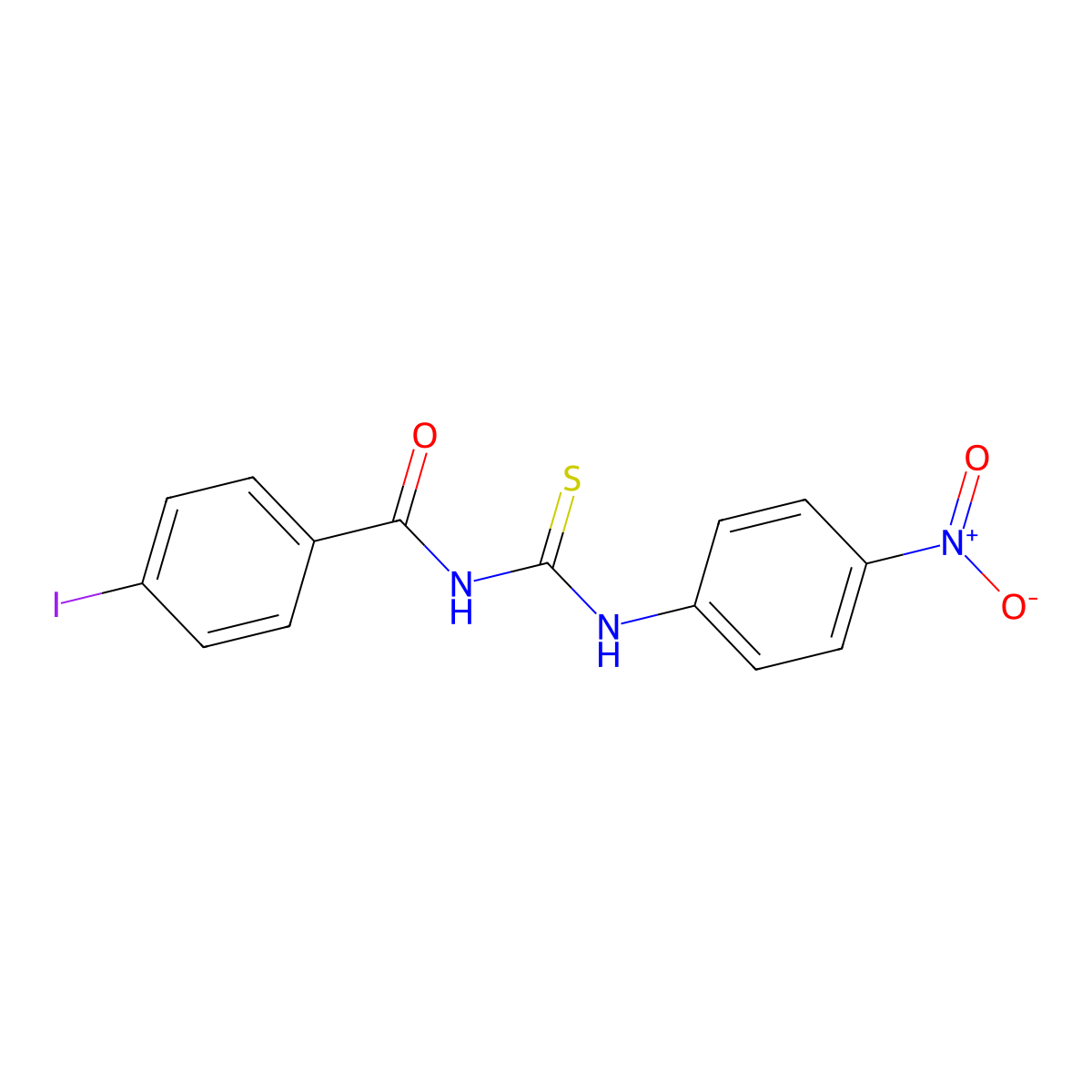 4-iodo-N-[(4-nitrophenyl)carbamothioyl]benzamide molecular structure, CAS 32189-10-9