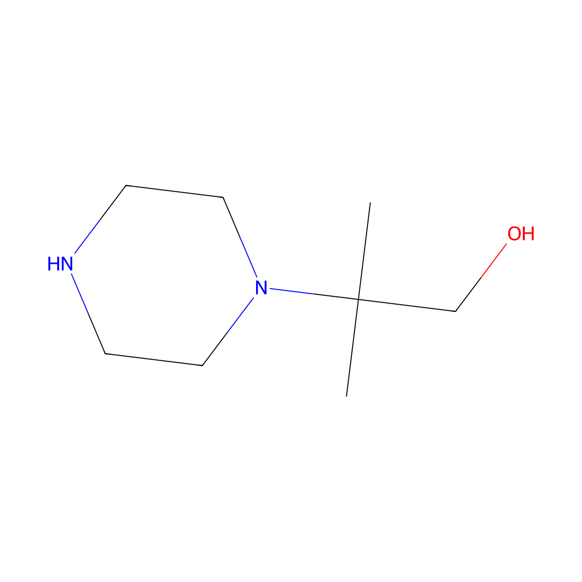 2-Methyl-2-(piperazin-1-yl)propan-1-ol molecular structure, CAS 321890-25-9