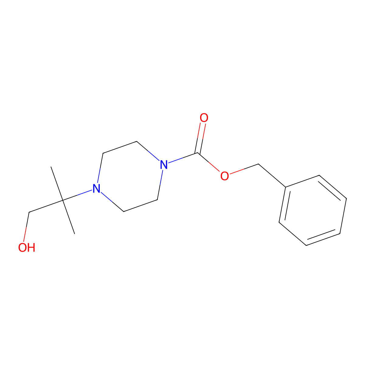 Benzyl 4-(1-hydroxy-2-methylpropan-2-yl)piperazine-1-carboxylate molecular structure, CAS 321890-27-1