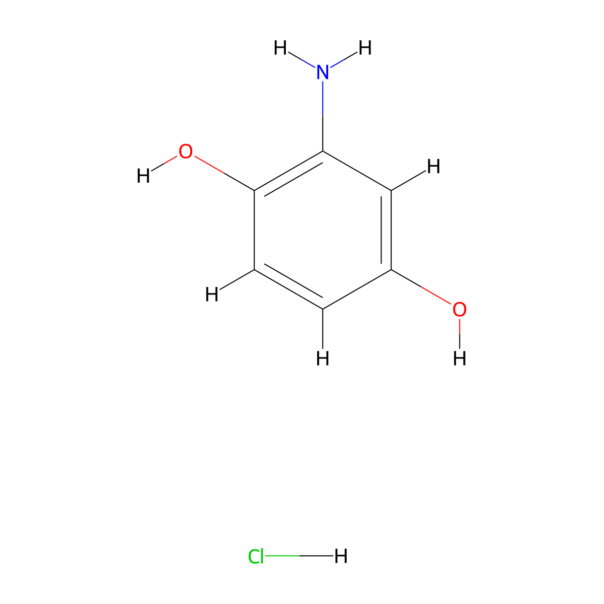 2-Aminobenzene-1,4-diol hydrochloride molecular structure, CAS 32190-95-7
