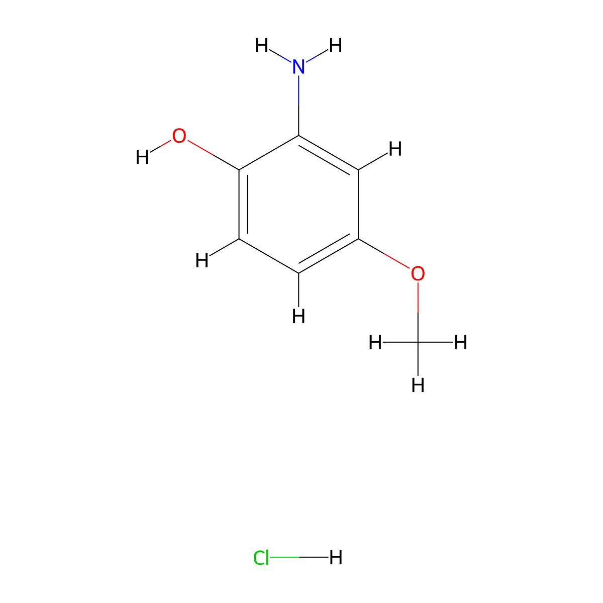 2-Amino-4-methoxyphenol hydrochloride molecular structure, CAS 32190-97-9
