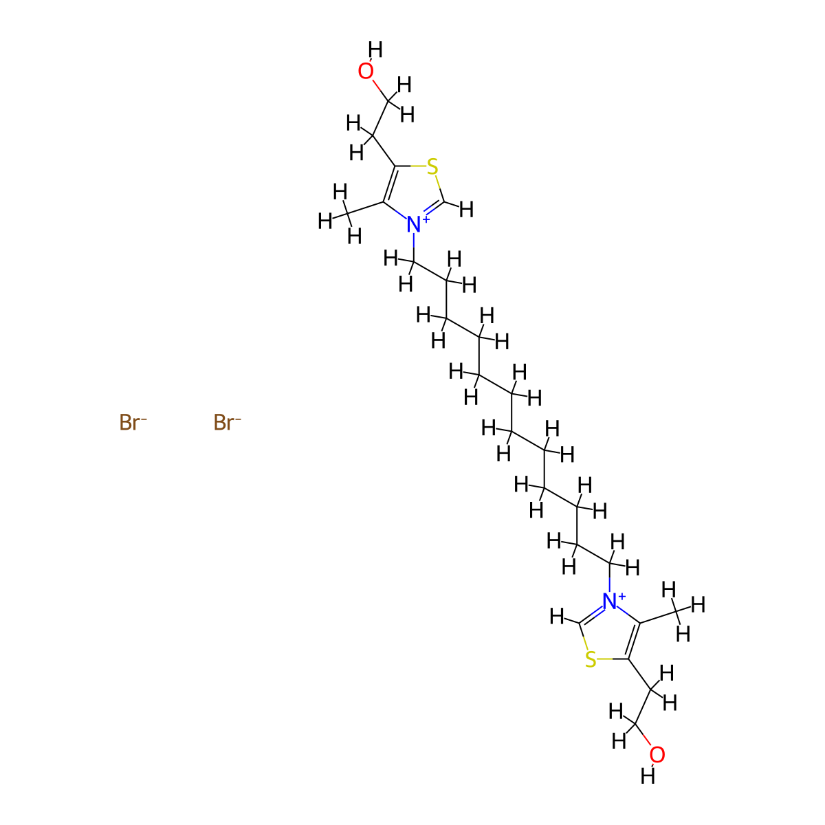 1,12-Bis(4-methyl-5-(2-hydroxyethyl)thiazol-3-ium-3-yl)dodecane dibromide molecular structure, CAS 321915-72-4
