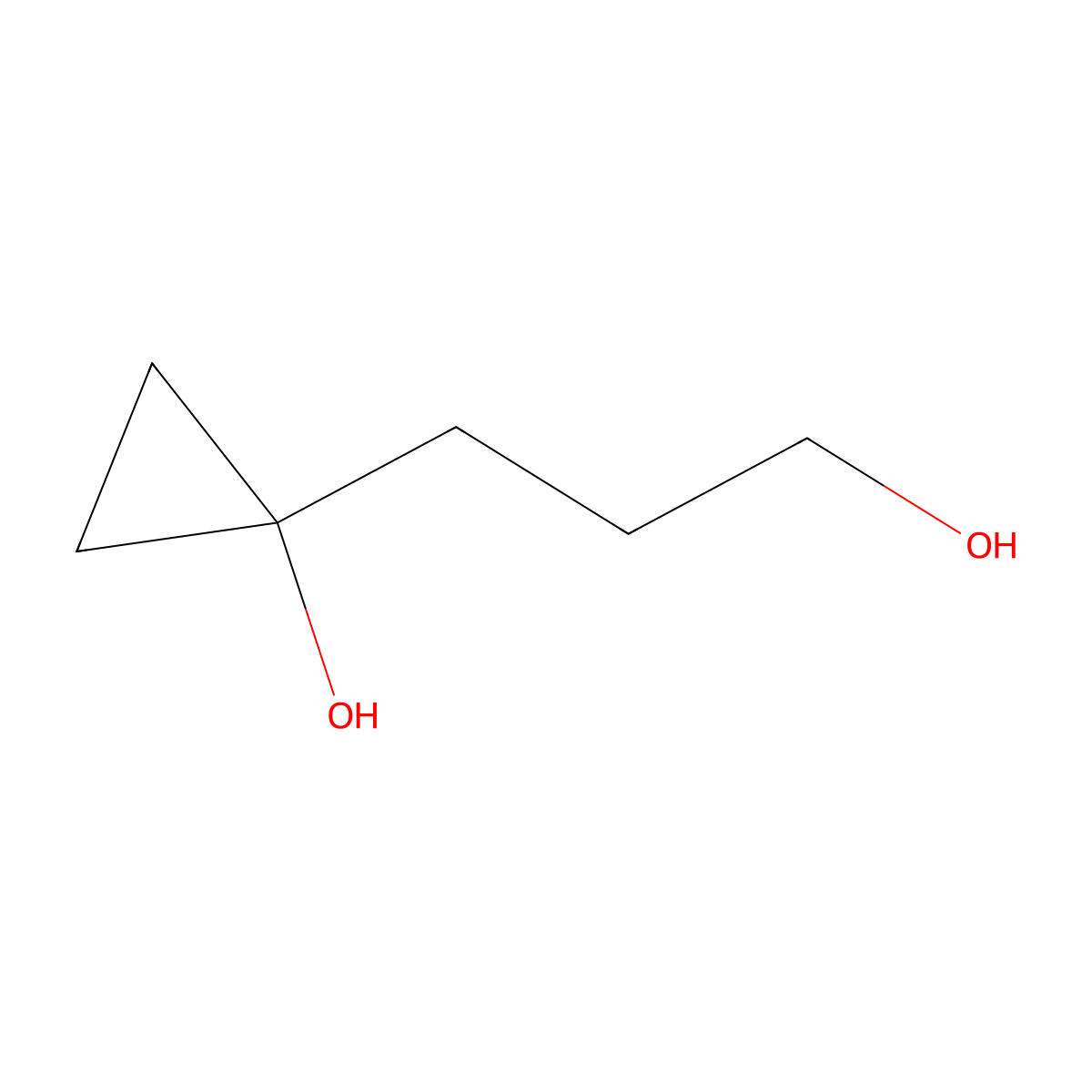 1-(3-Hydroxypropyl)cyclopropan-1-ol molecular structure, CAS 321916-68-1