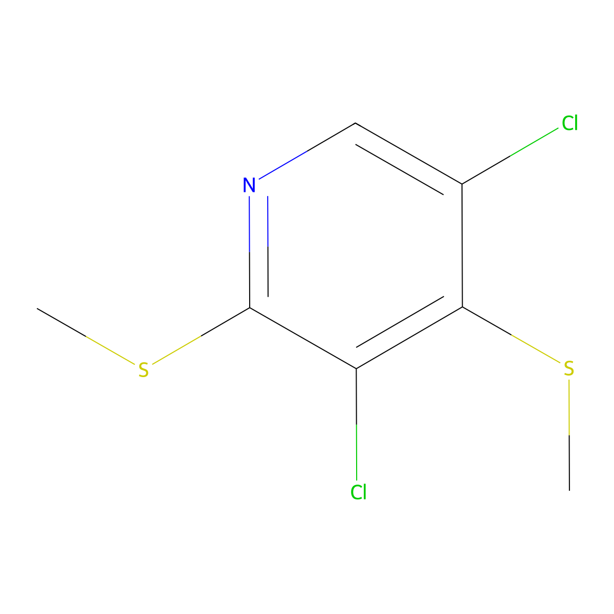 3,5-Dichloro-2,4-bis(methylthio)pyridine molecular structure, CAS 32194-39-1