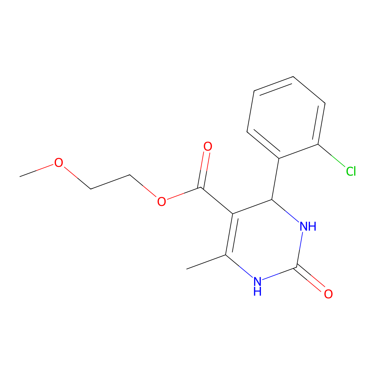 2-Methoxyethyl 4-(2-chlorophenyl)-6-methyl-2-oxo-1,2,3,4-tetrahydropyrimidine-5-carboxylate molecular structure, CAS 321943-39-9