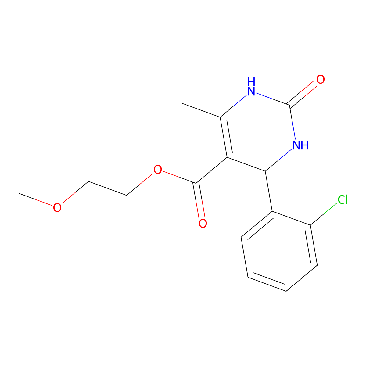 2-Methoxyethyl 4-(2-chlorophenyl)-6-methyl-2-oxo-1,2,3,4-tetrahydropyrimidine-5-carboxylate molecular structure, CAS 321943-39-9