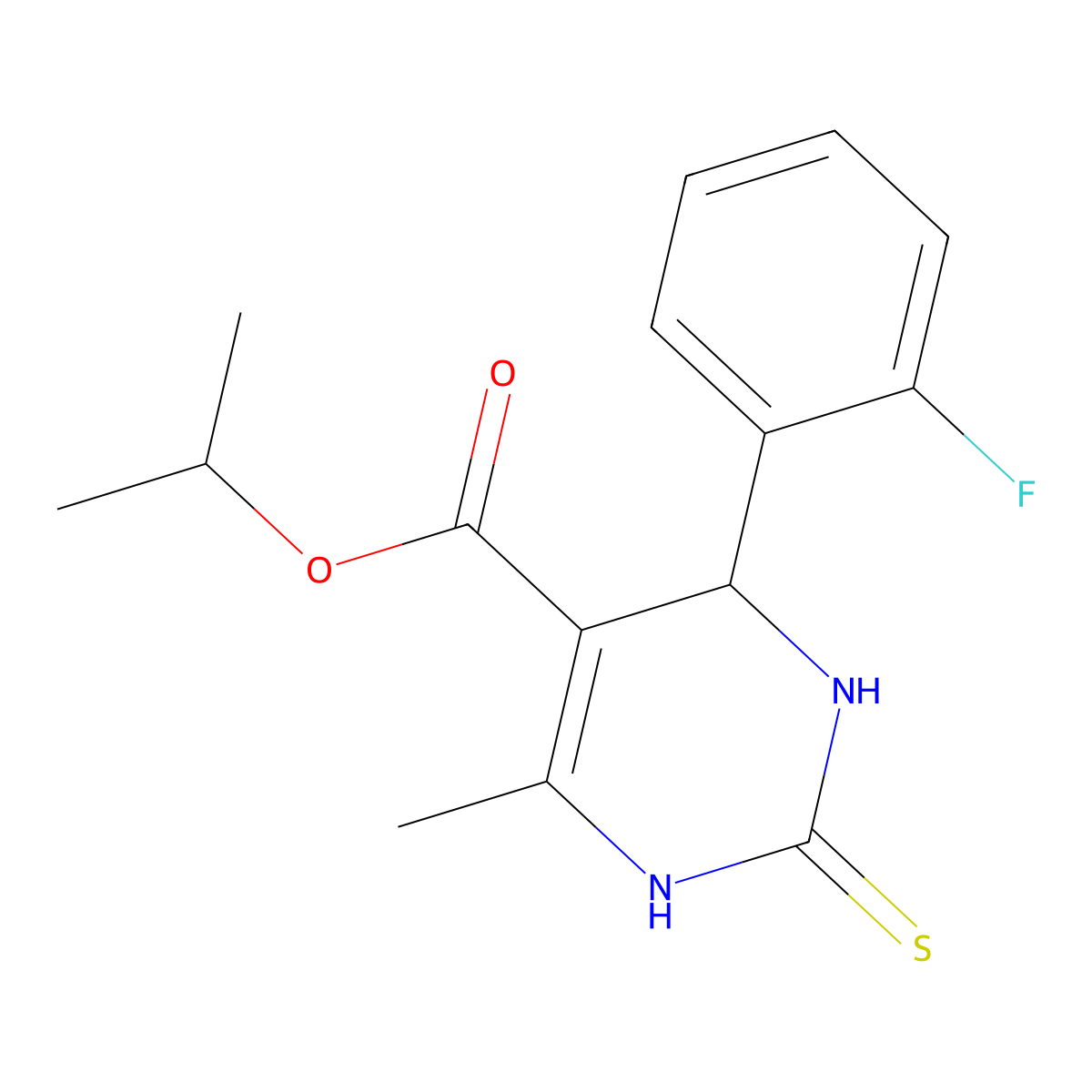 Isopropyl 4-(2-fluorophenyl)-6-methyl-2-thioxo-1,2,3,4-tetrahydro-5-pyrimidinecarboxylate molecular structure, CAS 321943-61-7