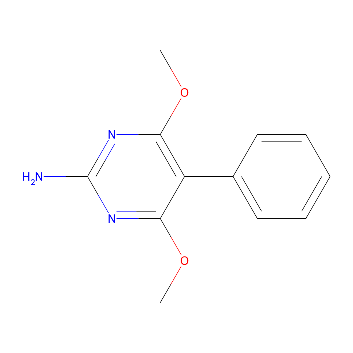 4,6-Dimethoxy-5-phenylpyrimidin-2-ylamine molecular structure, CAS 321943-67-3