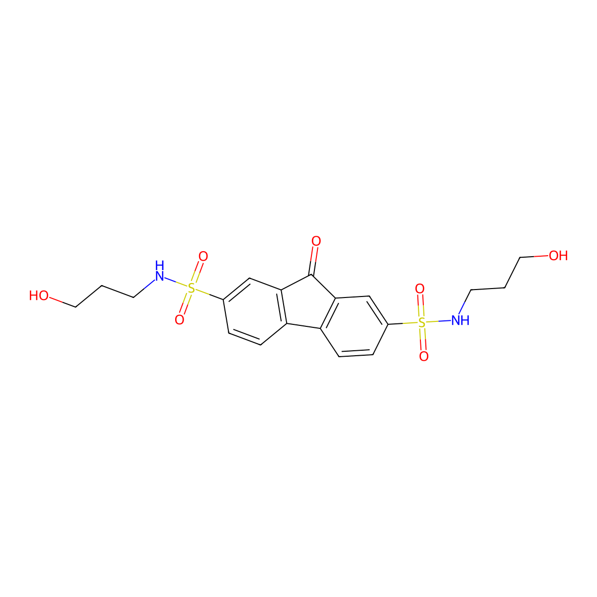 2-N,7-N-bis(3-hydroxypropyl)-9-oxofluorene-2,7-disulfonamide molecular structure, CAS 321944-54-1
