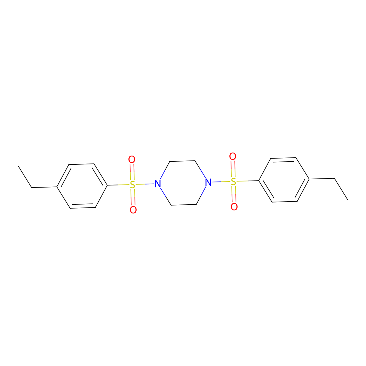 1,4-Bis[(4-ethylphenyl)sulfonyl]piperazine molecular structure, CAS 321945-19-1