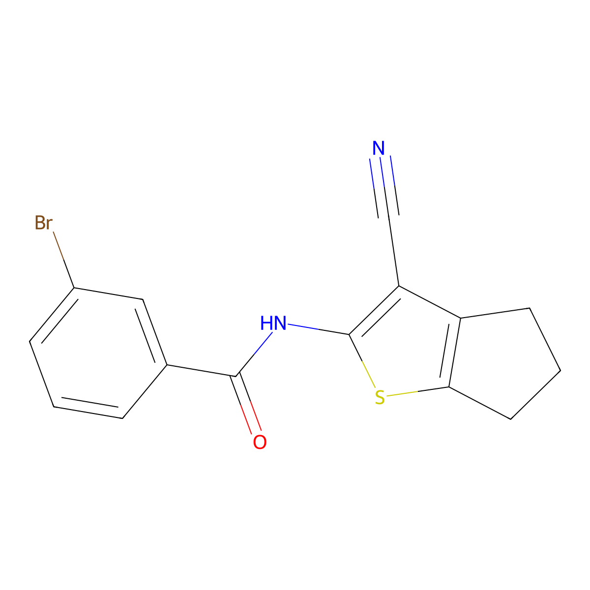 3-bromo-N-(3-cyano-5,6-dihydro-4H-cyclopenta[b]thiophen-2-yl)benzamide molecular structure, CAS 321945-21-5