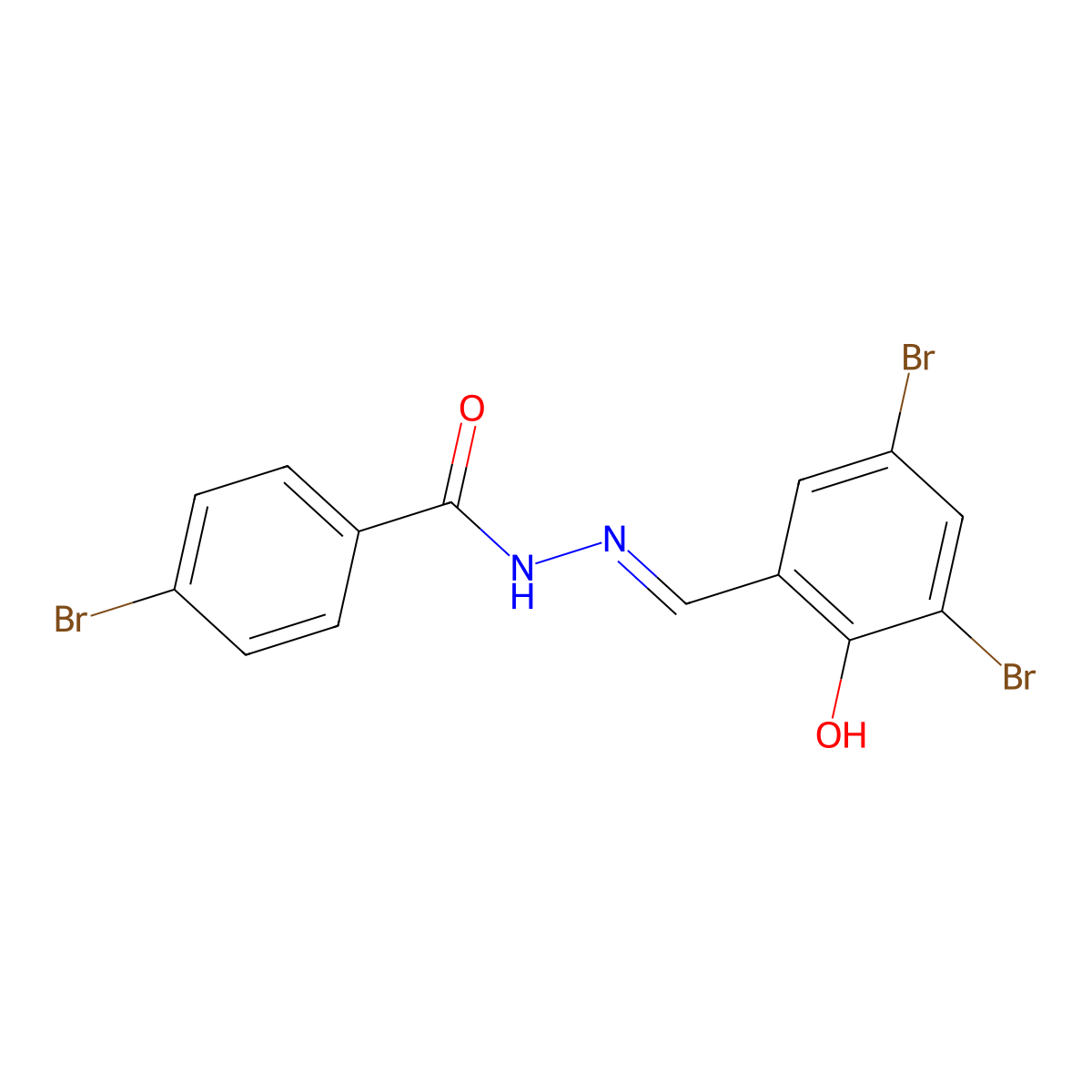 4-bromo-N-[(E)-(3,5-dibromo-2-hydroxyphenyl)methylideneamino]benzamide molecular structure, CAS 321945-27-1
