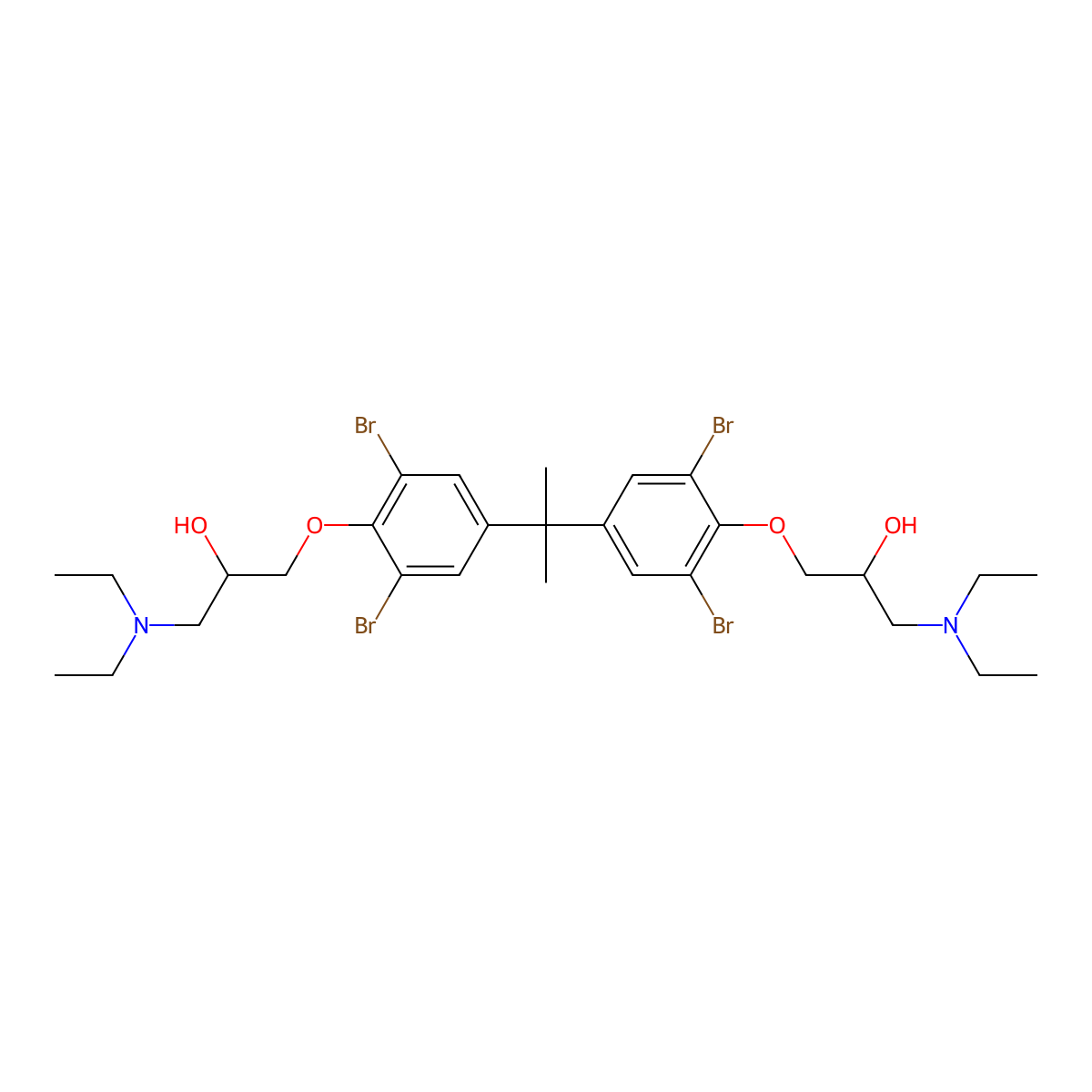 1-[2,6-Dibromo-4-(2-{3,5-dibromo-4-[3-(diethylamino)-2-hydroxypropoxy]phenyl}propan-2-YL)phenoxy]-3-(diethylamino)propan-2-OL molecular structure, CAS 321945-36-2