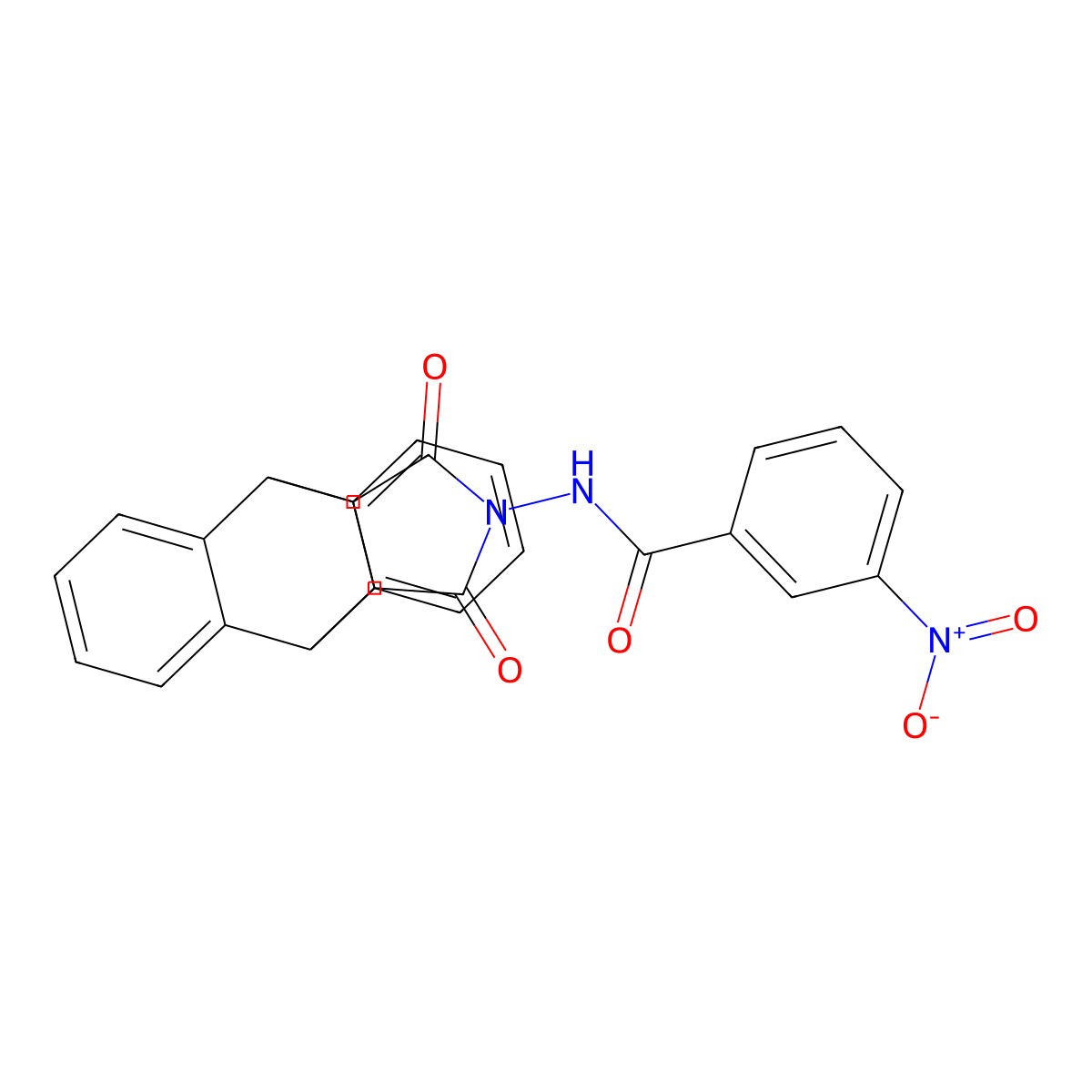 N-(16,18-dioxo-17-azapentacyclo[6.6.5.0~2,7~.0~9,14~.0~15,19~]nonadeca-2,4,6,9,11,13-hexaen-17-yl)-3-nitrobenzamide (non-preferred name) molecular structure, CAS 321945-63-5