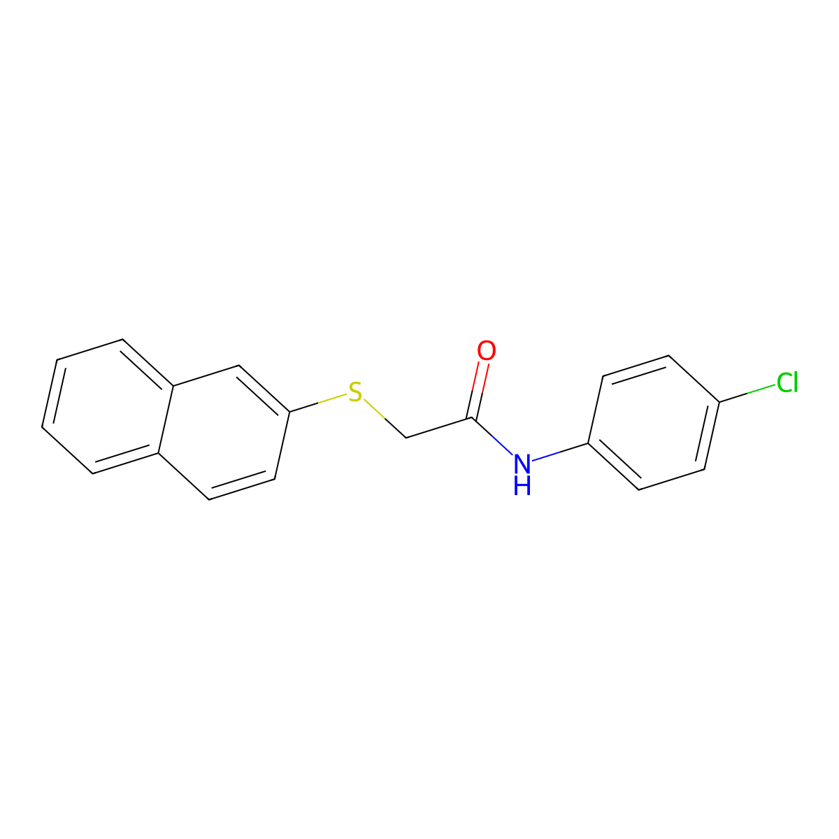 N-(4-chlorophenyl)-2-(naphthalen-2-ylsulfanyl)acetamide molecular structure, CAS 321945-88-4