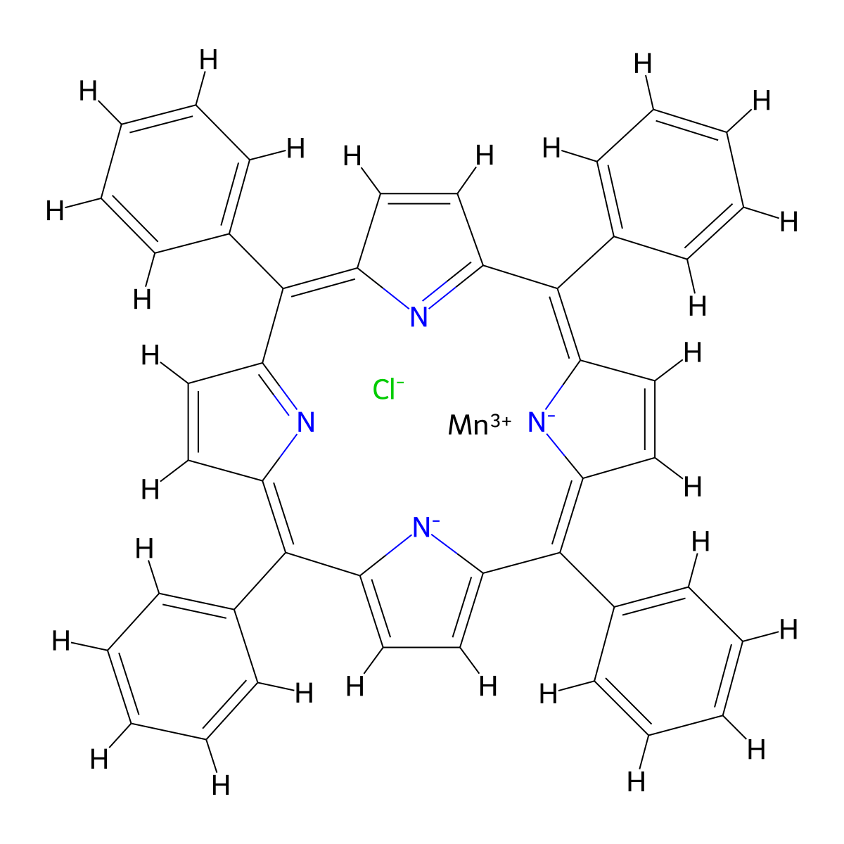 Chloro(5,10,15,20-tetraphenylporphyrinato)manganese(III) molecular structure, CAS 32195-55-4