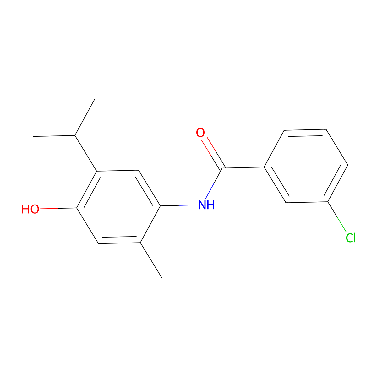 3-chloro-N-(4-hydroxy-5-isopropyl-2-methylphenyl)benzamide molecular structure, CAS 321950-72-5