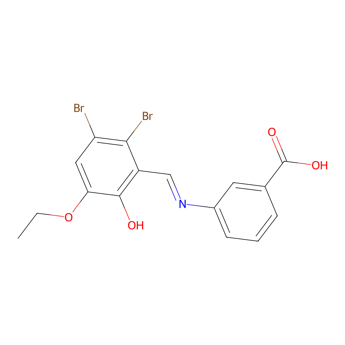 3-{[(E)-(2,3-dibromo-5-ethoxy-6-hydroxyphenyl)methylidene]amino}benzoic acid molecular structure, CAS 321963-76-2