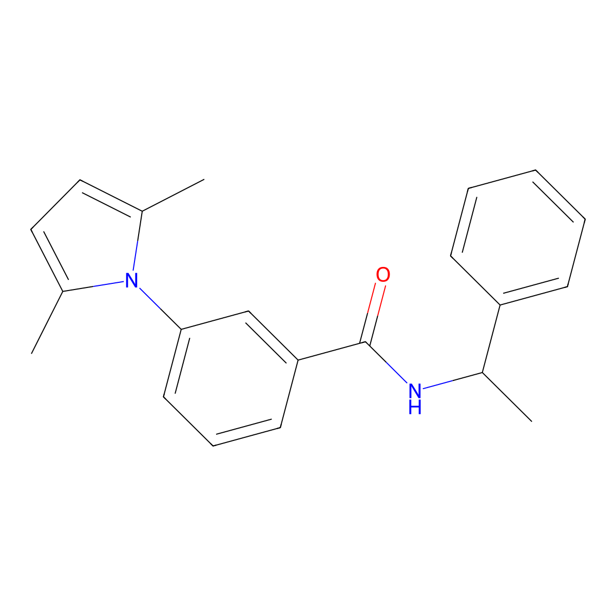 3-(2,5-dimethylpyrrol-1-yl)-N-(1-phenylethyl)benzamide molecular structure, CAS 321966-61-4