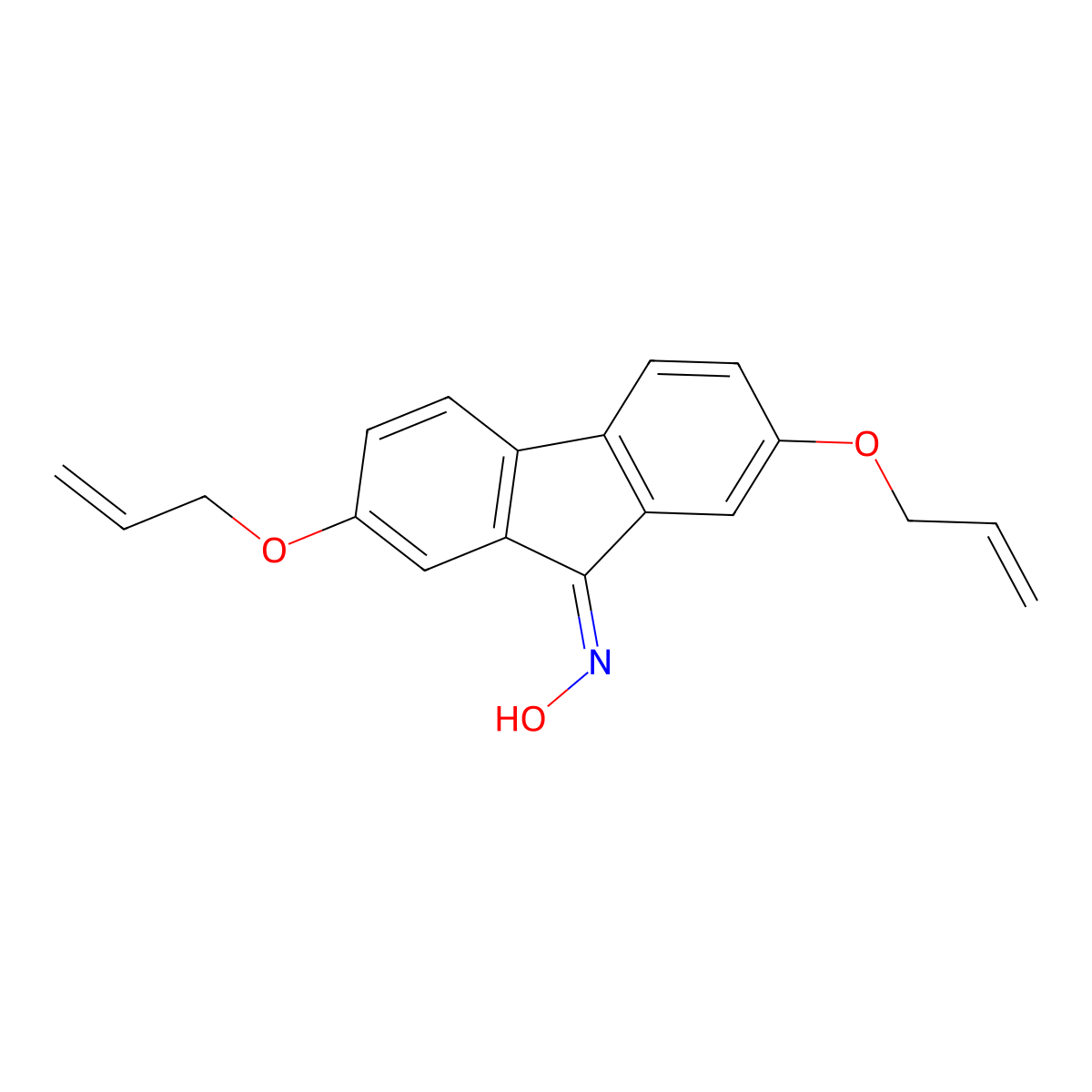 9H-Fluoren-9-one, 2,7-bis(2-propenyloxy)-, oxime molecular structure, CAS 321967-00-4
