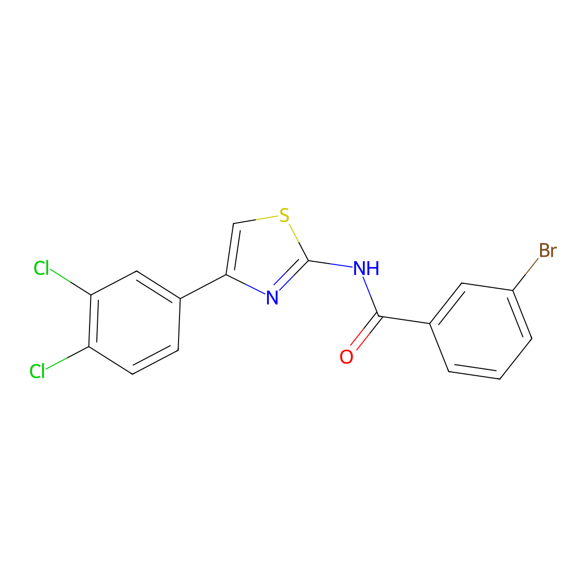 3-bromo-N-[4-(3,4-dichlorophenyl)-1,3-thiazol-2-yl]benzamide molecular structure, CAS 321967-65-1