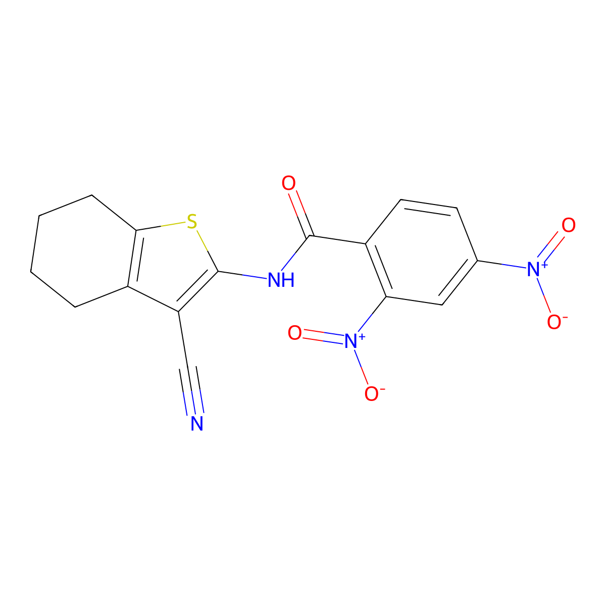 N-(3-cyano-4,5,6,7-tetrahydro-1-benzothiophen-2-yl)-2,4-dinitrobenzamide molecular structure, CAS 321967-69-5