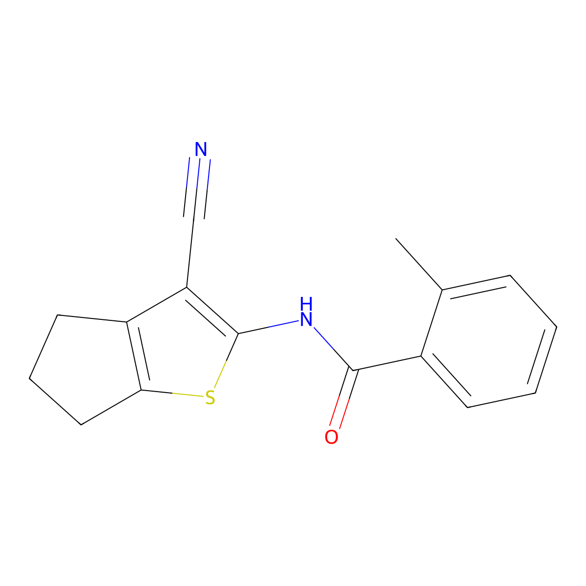 N-(3-cyano-5,6-dihydro-4H-cyclopenta[b]thiophen-2-yl)-2-methylbenzamide molecular structure, CAS 321967-72-0