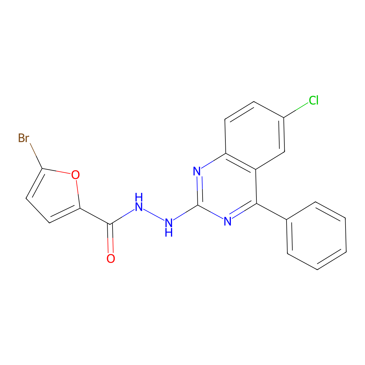 5-bromo-N'-(6-chloro-4-phenyl-2-quinazolinyl)-2-furohydrazide molecular structure, CAS 321967-96-8