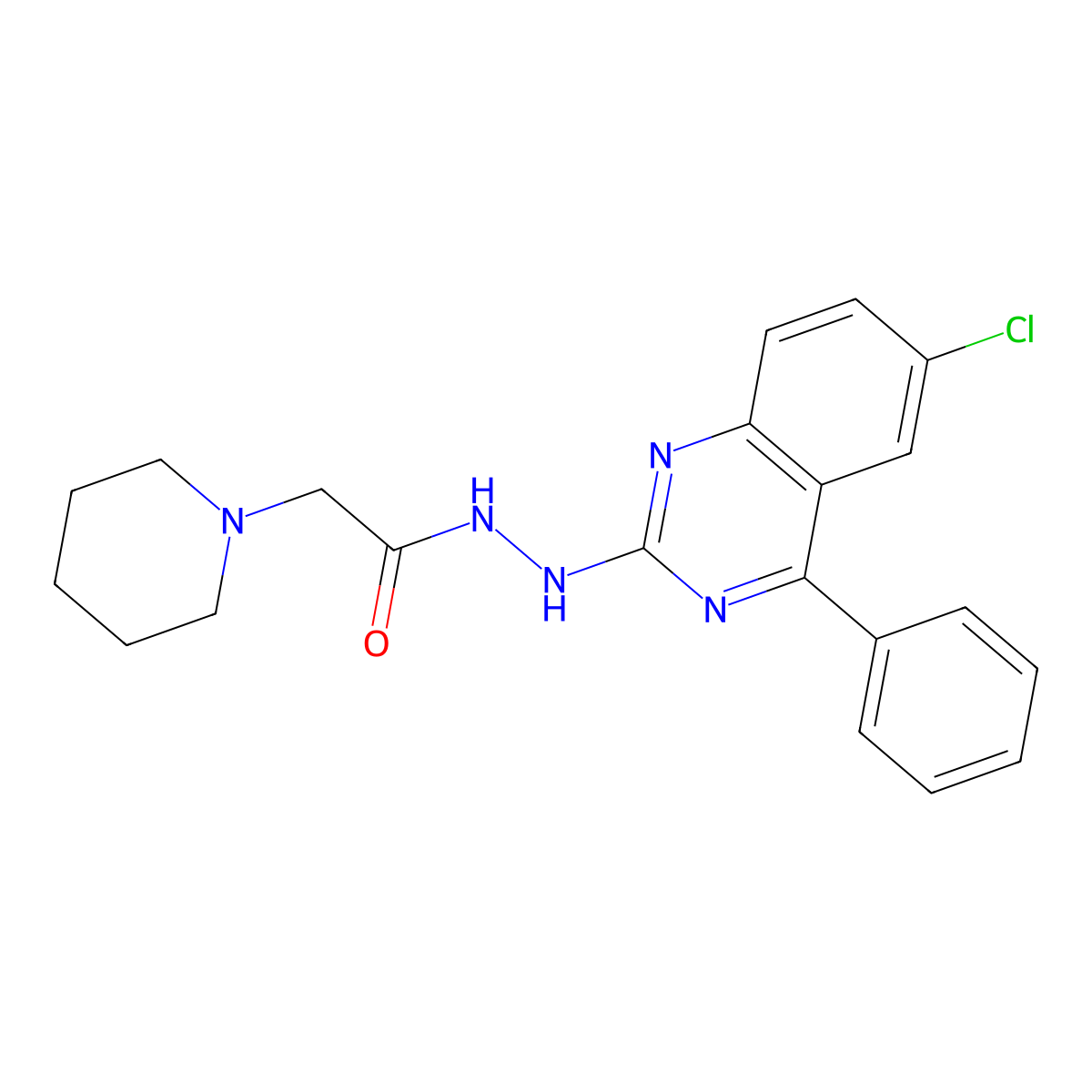 N'-(6-chloro-4-phenylquinazolin-2-yl)-2-(piperidin-1-yl)acetohydrazide molecular structure, CAS 321967-98-0