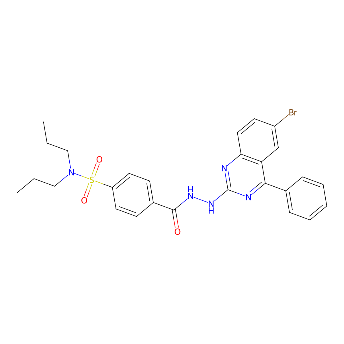 4-[[(6-bromo-4-phenylquinazolin-2-yl)amino]carbamoyl]-N,N-dipropylbenzenesulfonamide molecular structure, CAS 321968-22-3