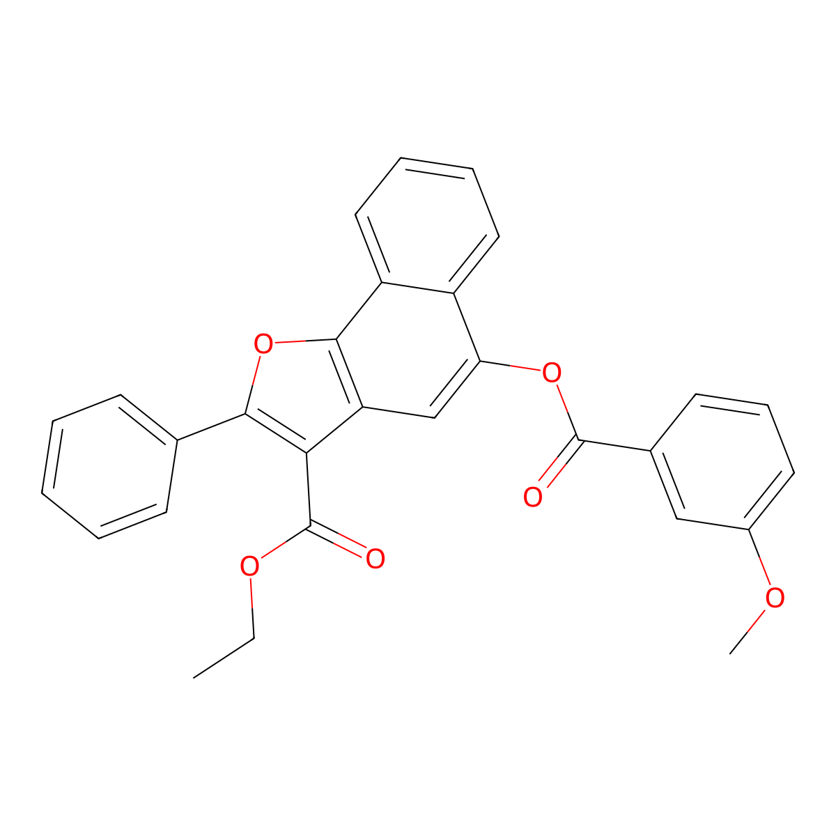 Ethyl 5-((3-methoxybenzoyl)oxy)-2-phenylnaphtho[1,2-b]furan-3-carboxylate molecular structure, CAS 321968-28-9