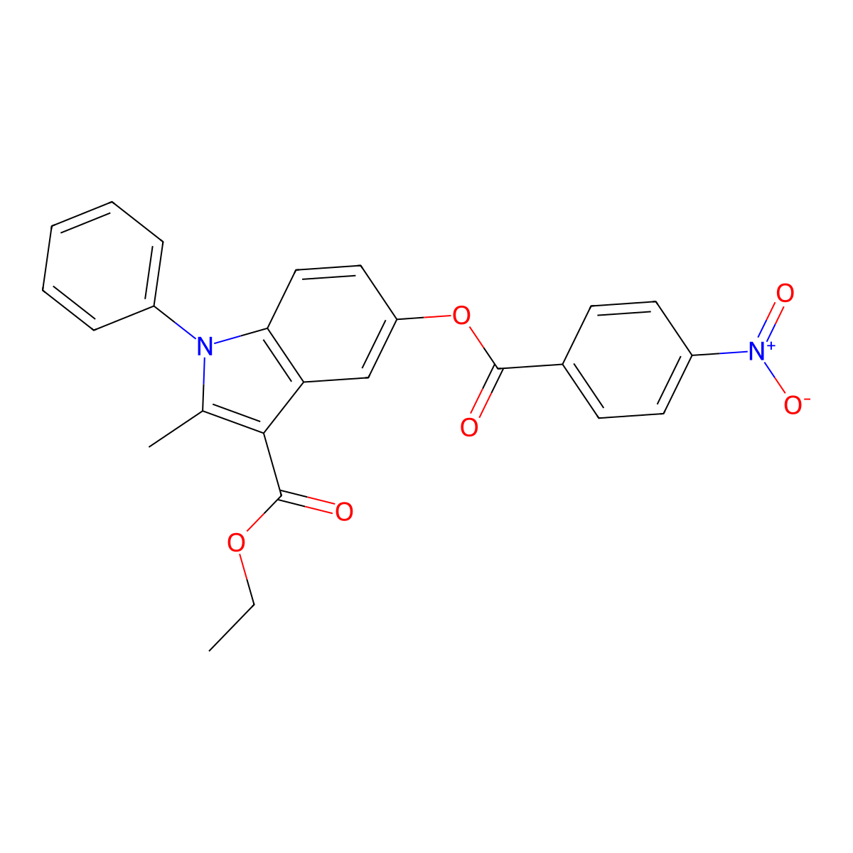 Ethyl 2-methyl-5-(4-nitrobenzoyl)oxy-1-phenylindole-3-carboxylate molecular structure, CAS 321968-35-8