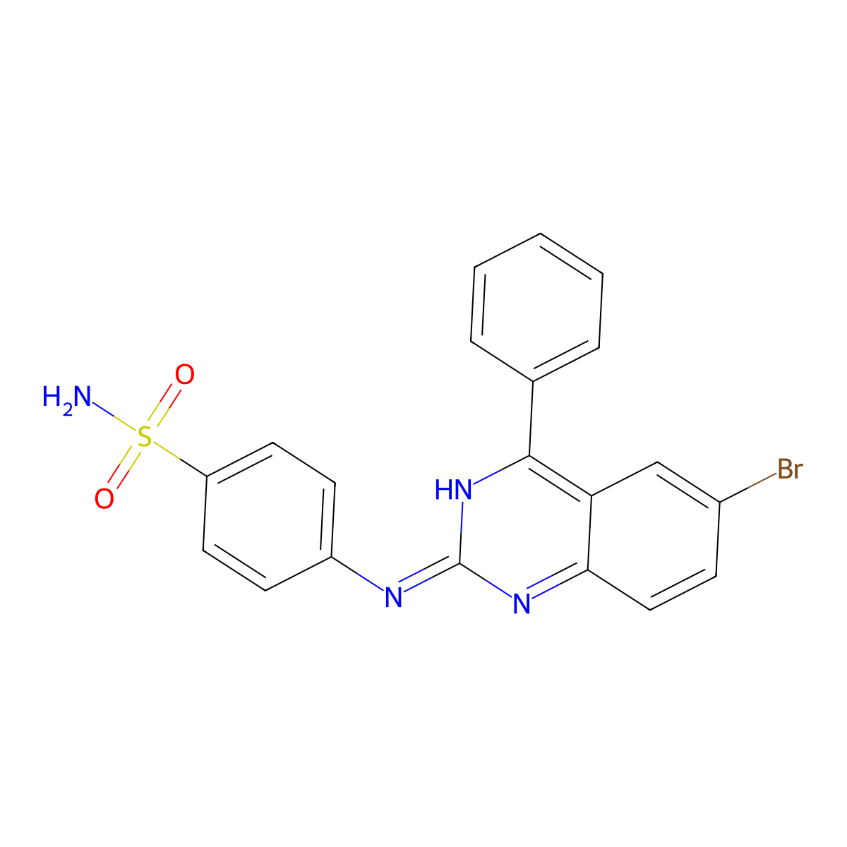 4-((6-Bromo-4-phenylquinazolin-2-yl)amino)benzenesulfonamide molecular structure, CAS 321968-37-0