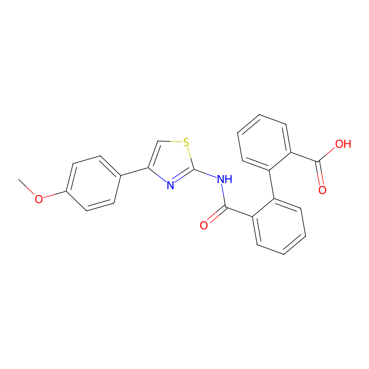 2'-{[4-(4-Methoxyphenyl)-1,3-thiazol-2-yl]carbamoyl}-[1,1'-biphenyl]-2-carboxylic acid molecular structure, CAS 321970-01-8