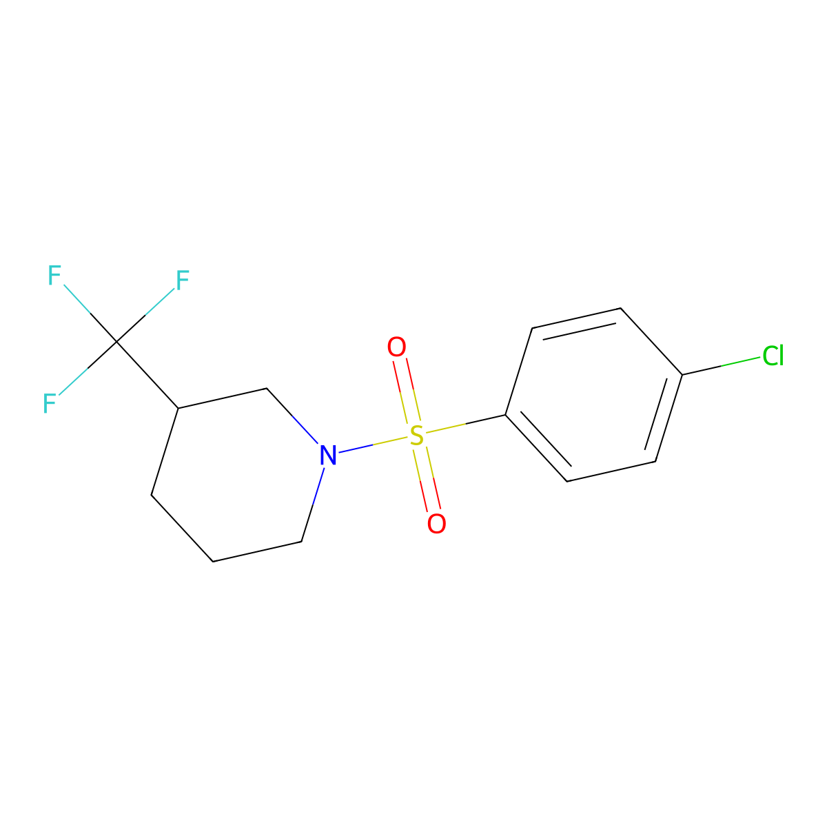 1-[(4-Chlorophenyl)sulfonyl]-3-(trifluoromethyl)piperidine molecular structure, CAS 321970-47-2