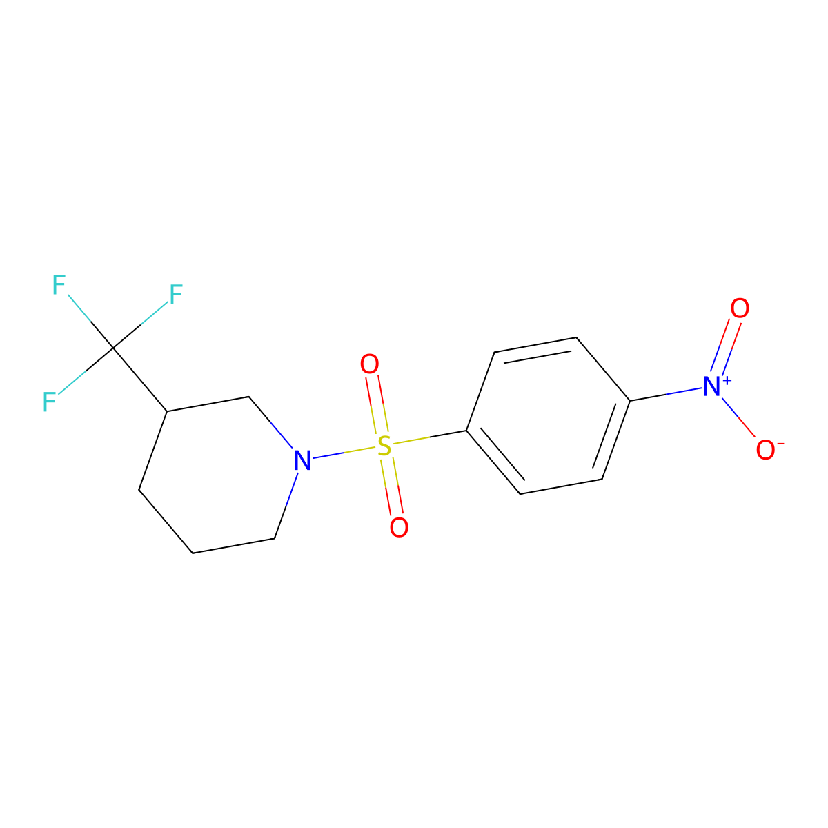 1-((4-Nitrophenyl)sulfonyl)-3-(trifluoromethyl)piperidine molecular structure, CAS 321970-48-3