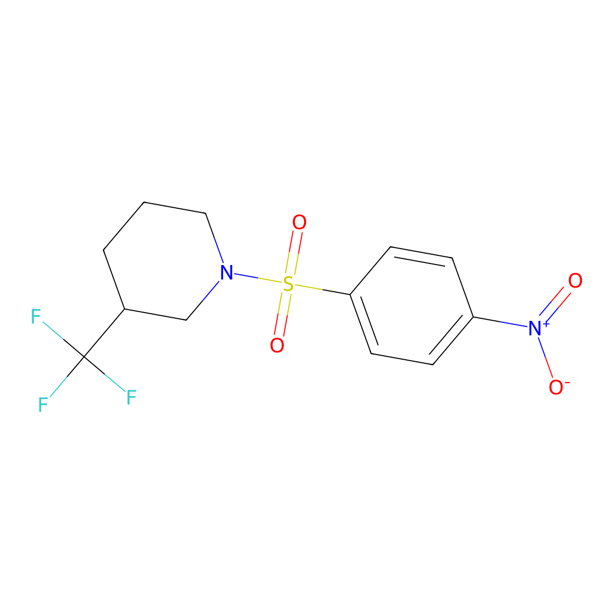 1-((4-Nitrophenyl)sulfonyl)-3-(trifluoromethyl)piperidine molecular structure, CAS 321970-48-3