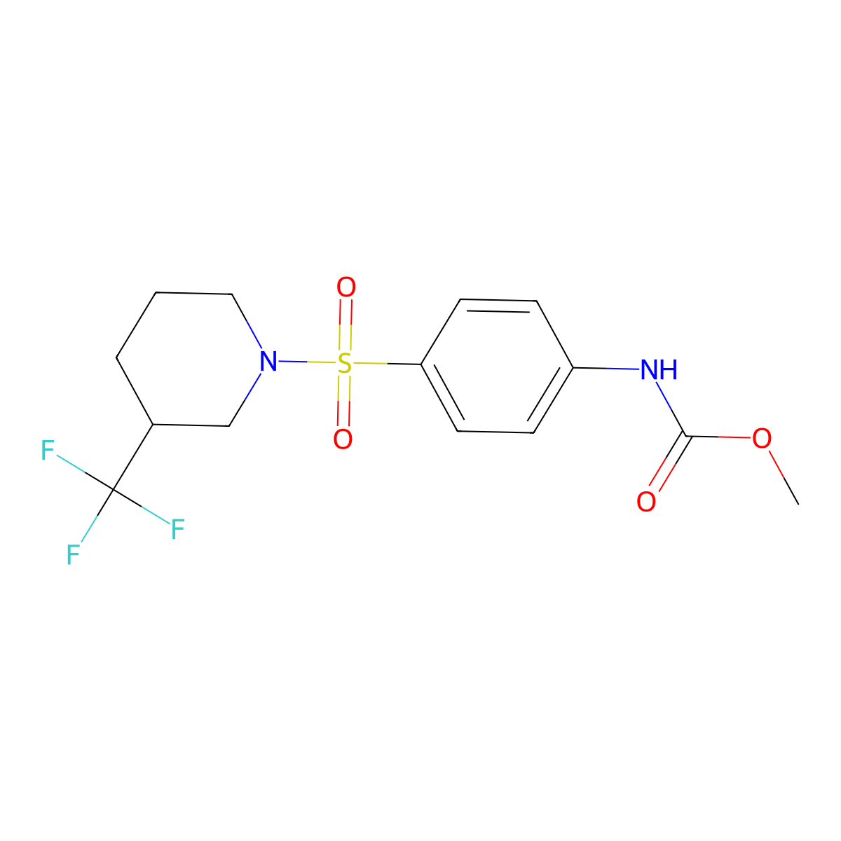 Methyl (4-((3-(trifluoromethyl)piperidin-1-yl)sulfonyl)phenyl)carbamate molecular structure, CAS 321970-49-4