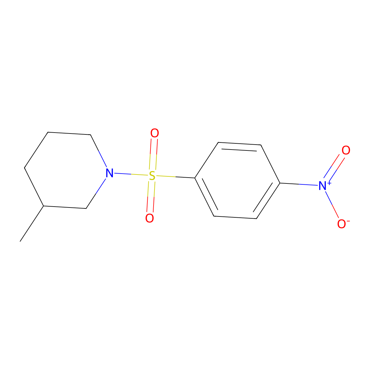 3-Methyl-1-(4-nitrophenyl)sulfonylpiperidine molecular structure, CAS 321970-50-7