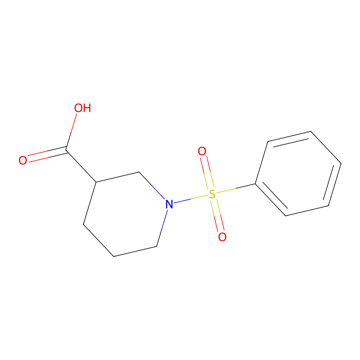 1-(Phenylsulfonyl)piperidine-3-carboxylic acid molecular structure, CAS 321970-54-1