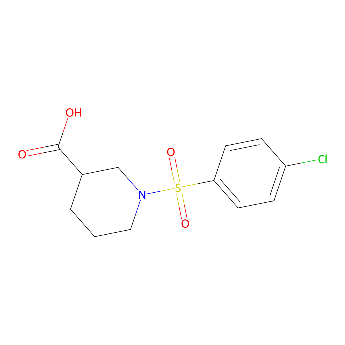 1-((4-Chlorophenyl)sulfonyl)piperidine-3-carboxylic acid molecular structure, CAS 321970-56-3