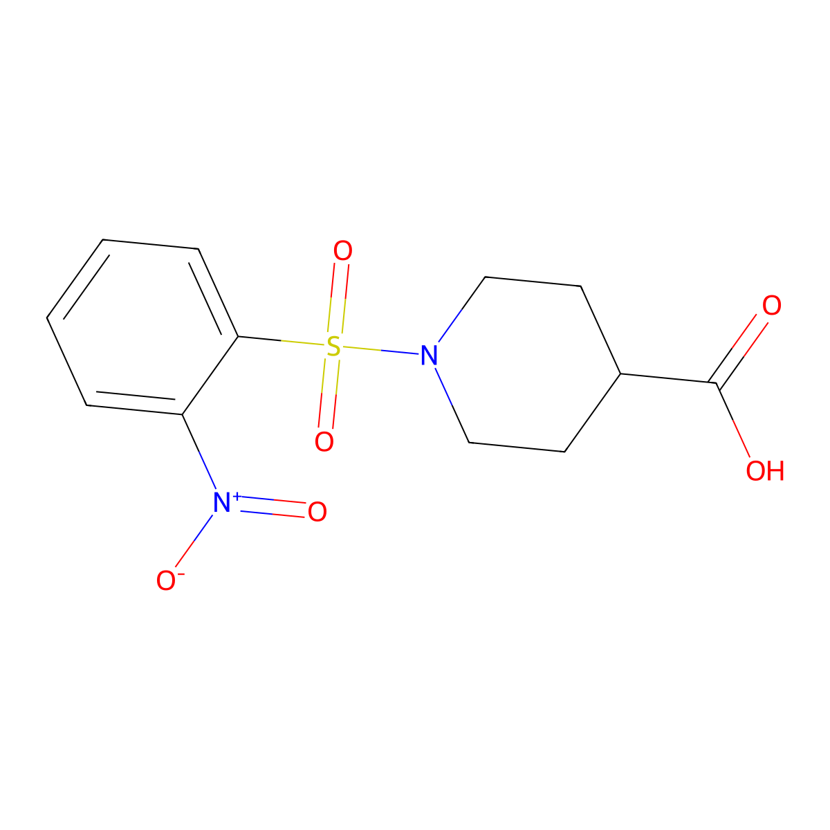 1-[(2-Nitrophenyl)sulfonyl]piperidine-4-carboxylic acid molecular structure, CAS 321970-59-6