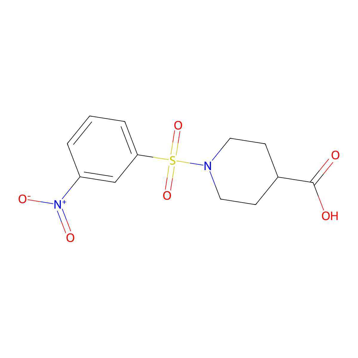 1-[(3-Nitrophenyl)sulfonyl]piperidine-4-carboxylic acid molecular structure, CAS 321970-61-0
