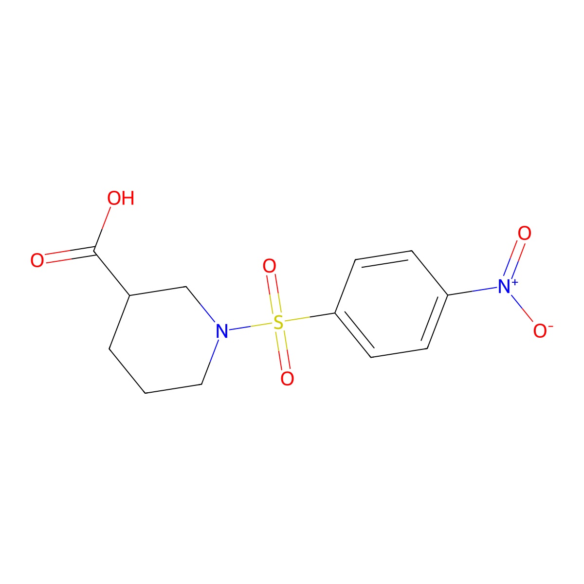 1-(4-Nitrobenzenesulfonyl)piperidine-3-carboxylic acid molecular structure, CAS 321970-62-1