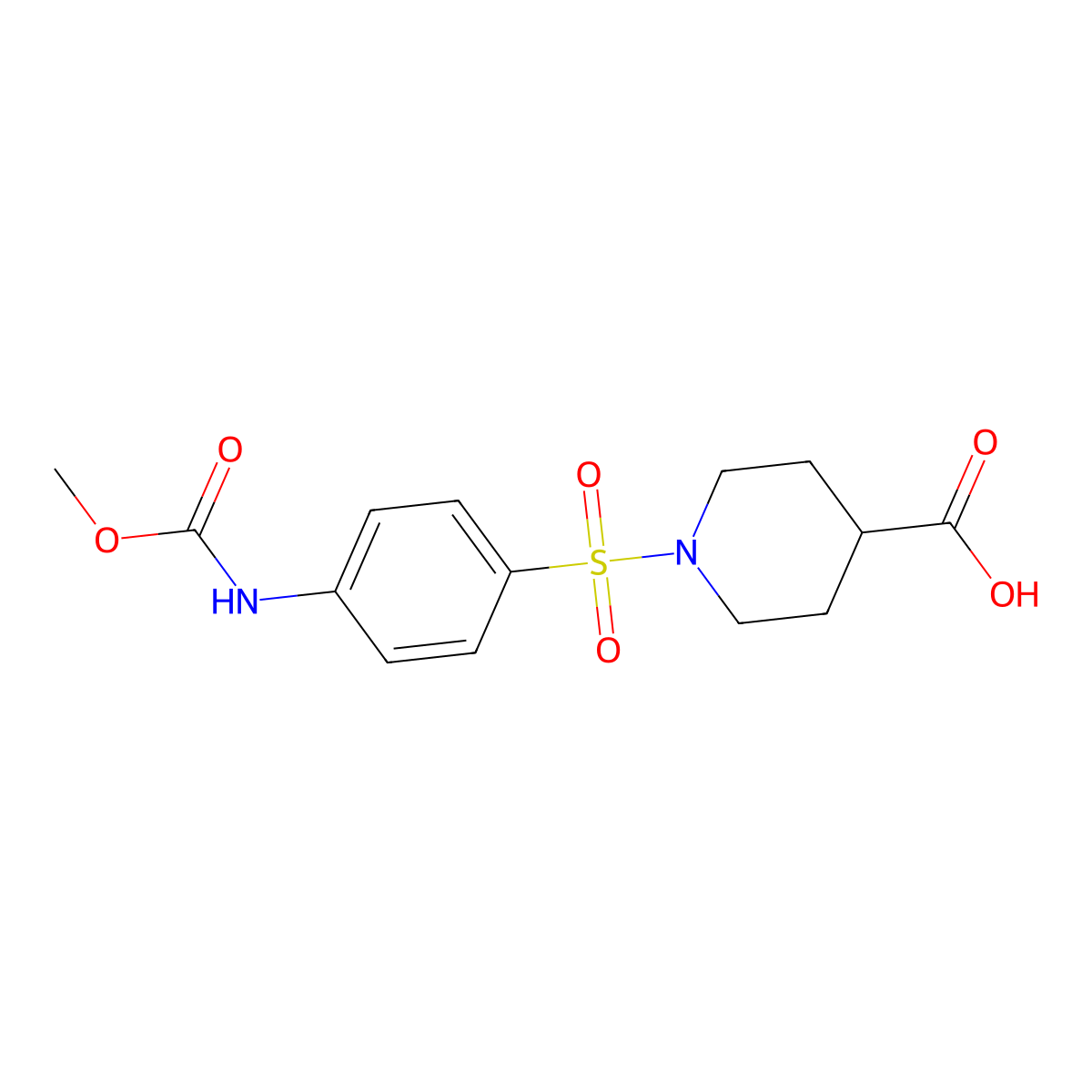 1-(4-Methoxycarbonylamino-benzenesulfonyl)-piperidine-4-carboxylic acid molecular structure, CAS 321970-65-4