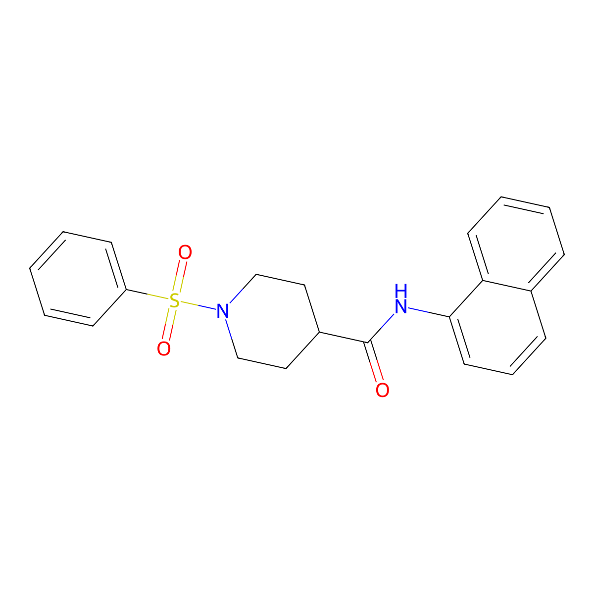 1-(benzenesulfonyl)-N-(naphthalen-1-yl)piperidine-4-carboxamide molecular structure, CAS 321970-70-1