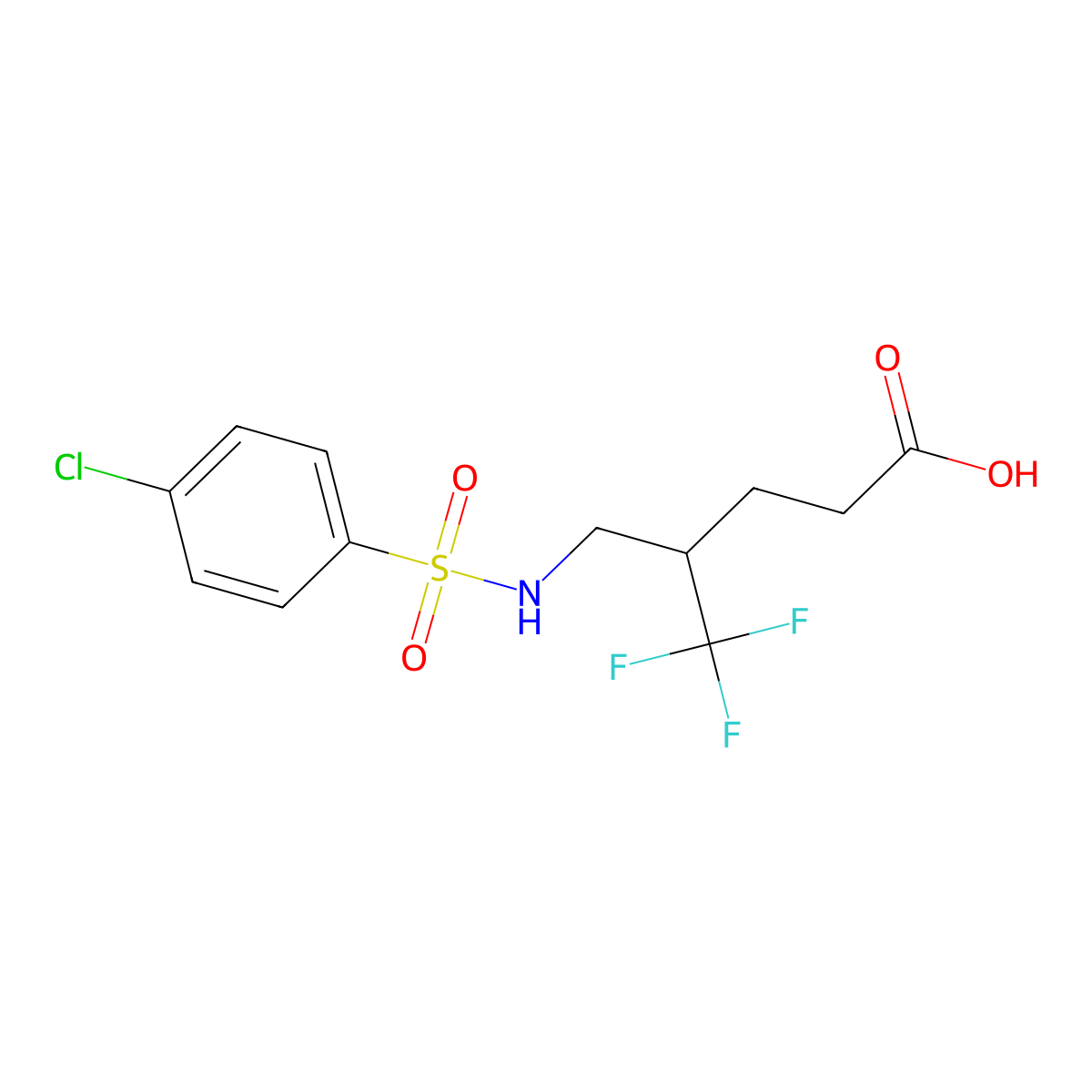 4-({[(4-Chlorophenyl)sulfonyl]amino}methyl)-5,5,5-trifluoropentanoic acid molecular structure, CAS 321970-80-3