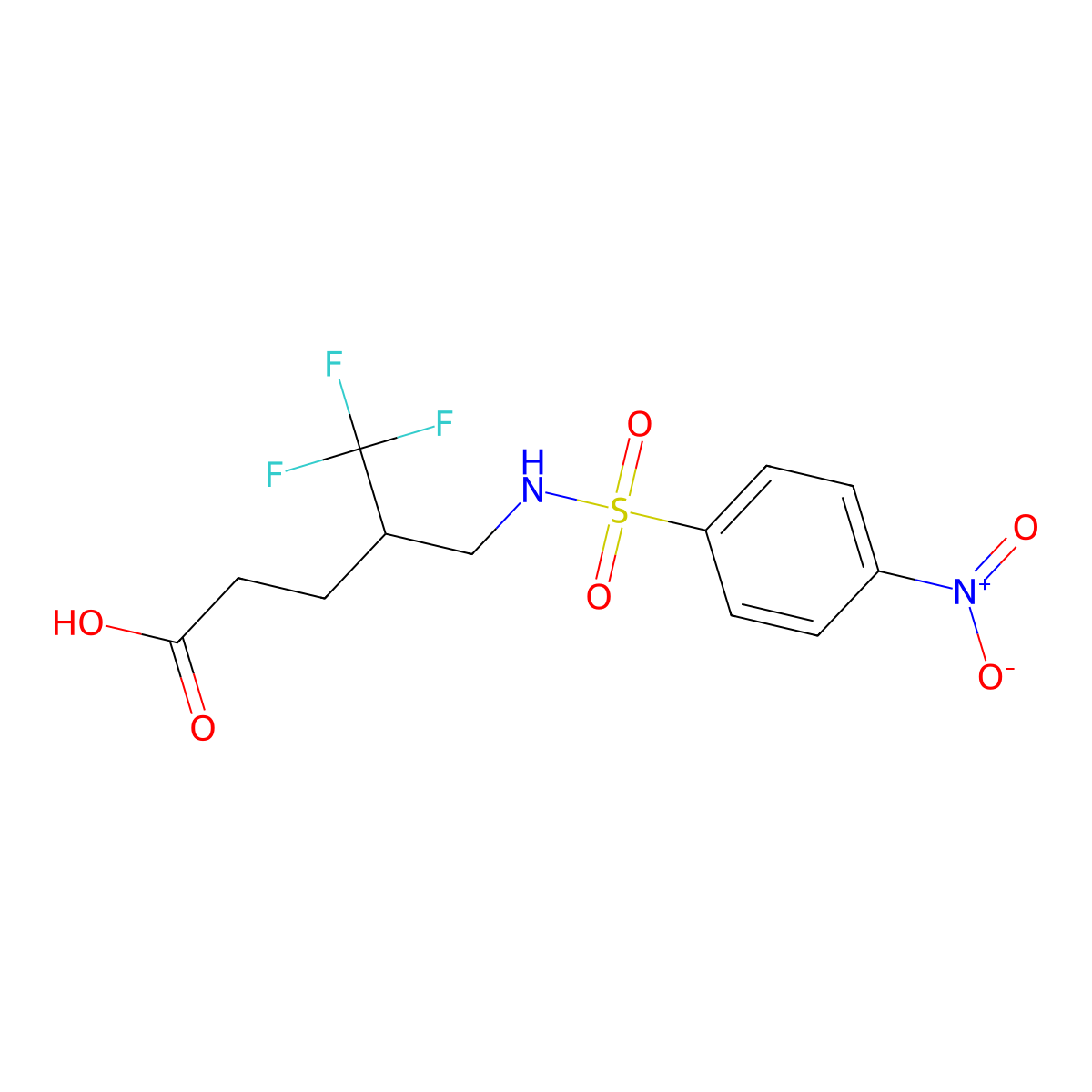 5,5,5-Trifluoro-4-[[(4-nitrophenyl)sulfonylamino]methyl]pentanoic acid molecular structure, CAS 321970-83-6