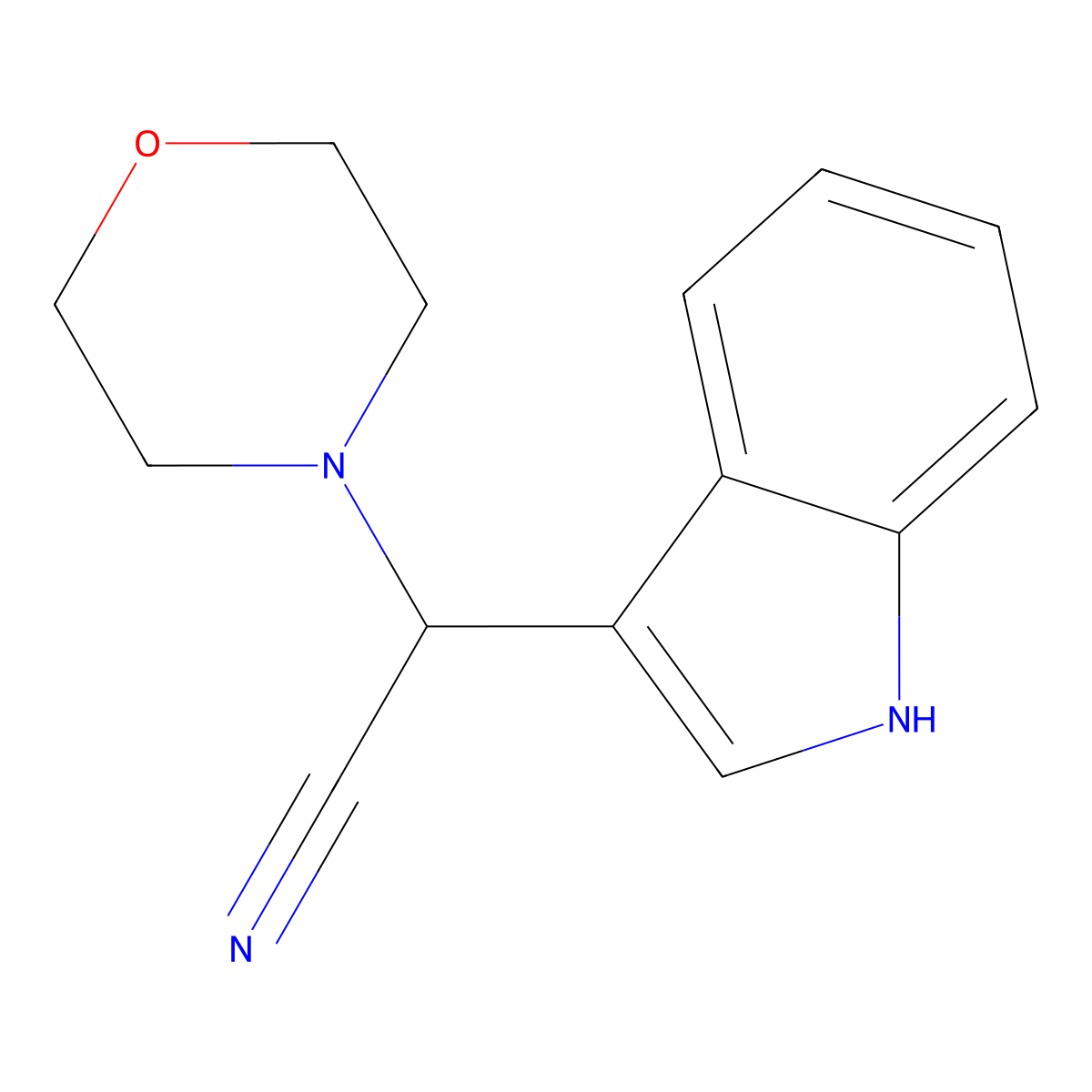 1H-indol-3-yl(morpholin-4-yl)acetonitrile molecular structure, CAS 321974-02-1